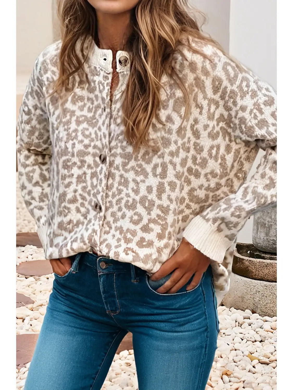 Leopard Chunky Knitted Cardigan Sweater