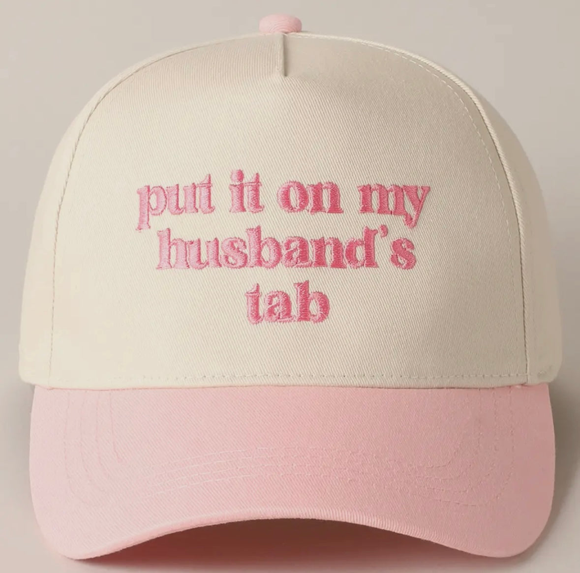 'put it on my husband's tab' Embroidery Canvas Cap