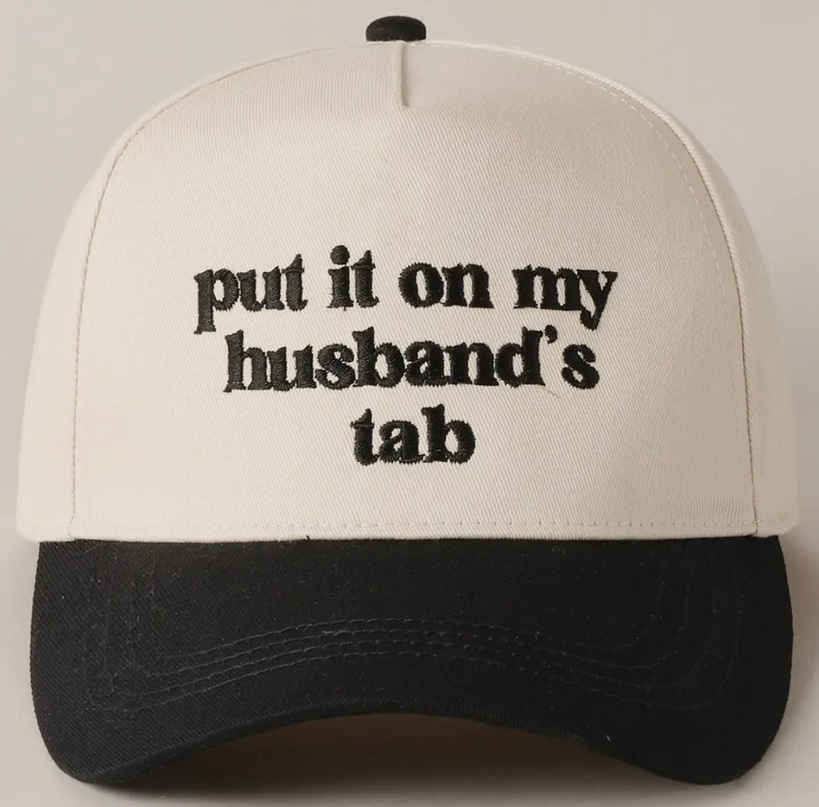 'put it on my husband's tab' Embroidery Canvas Cap