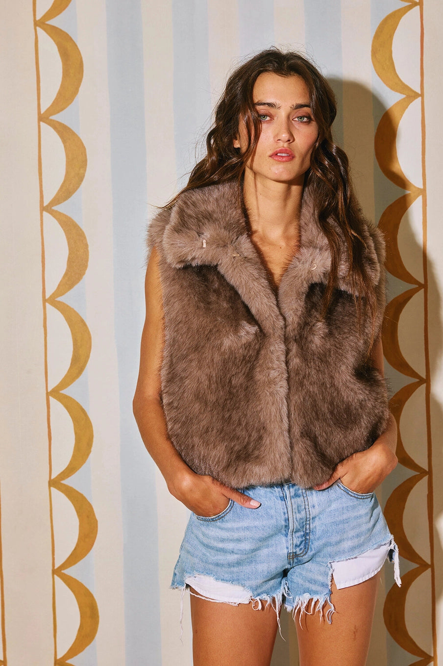Zip-Up Faux Fur Crop Jacket