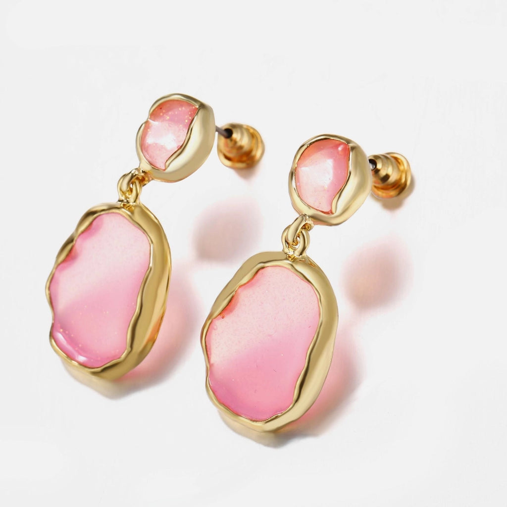 Pink Glass Stone Earrings