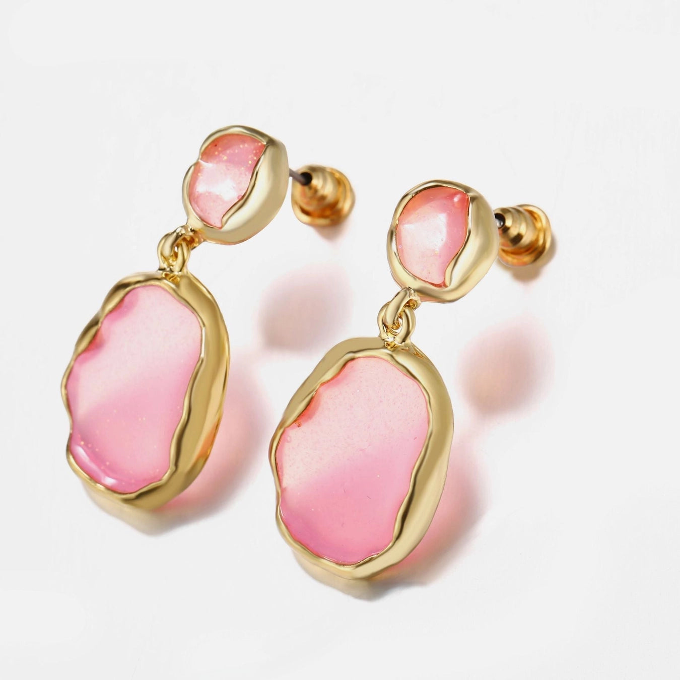 Pink Glass Stone Earrings