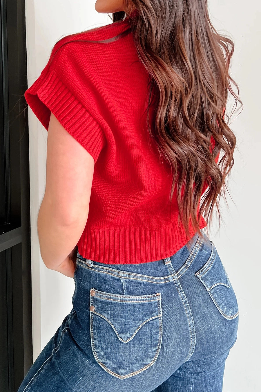 Las Heart Graphic Cropped Sweater
