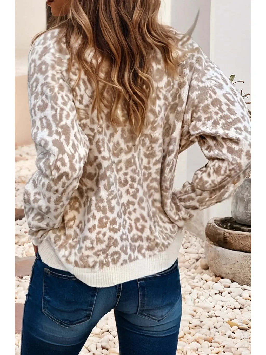 Leopard Chunky Knitted Cardigan Sweater