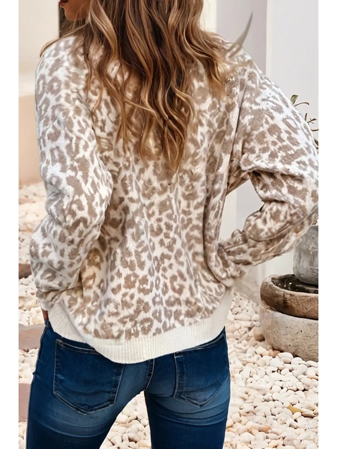 Leopard Chunky Knitted Cardigan Sweater