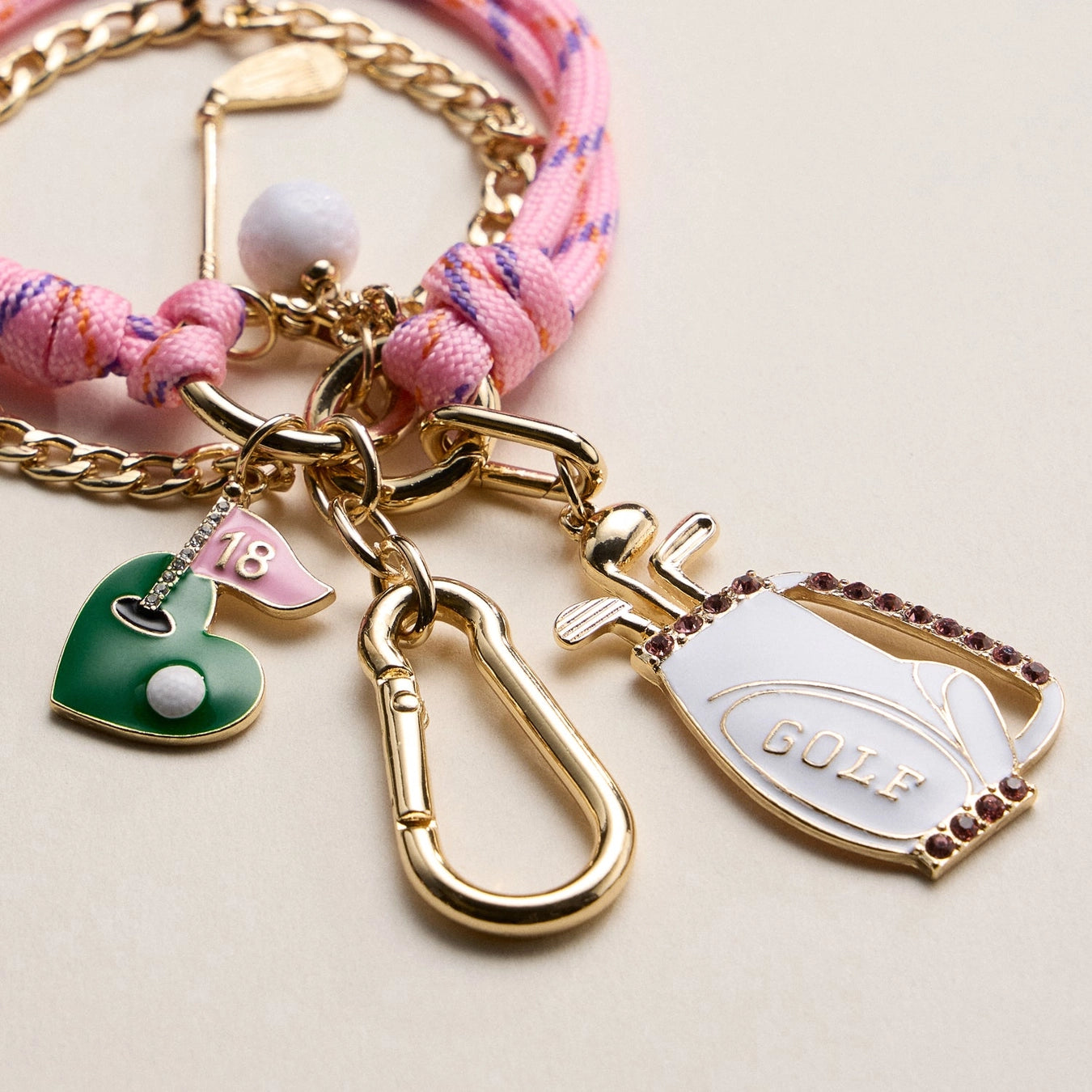 Golf Charm Keychain Bracelet