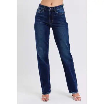 Judy Blue Mid Rise Straight Leg with Fray Hem