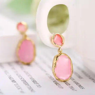 Pink Glass Stone Earrings