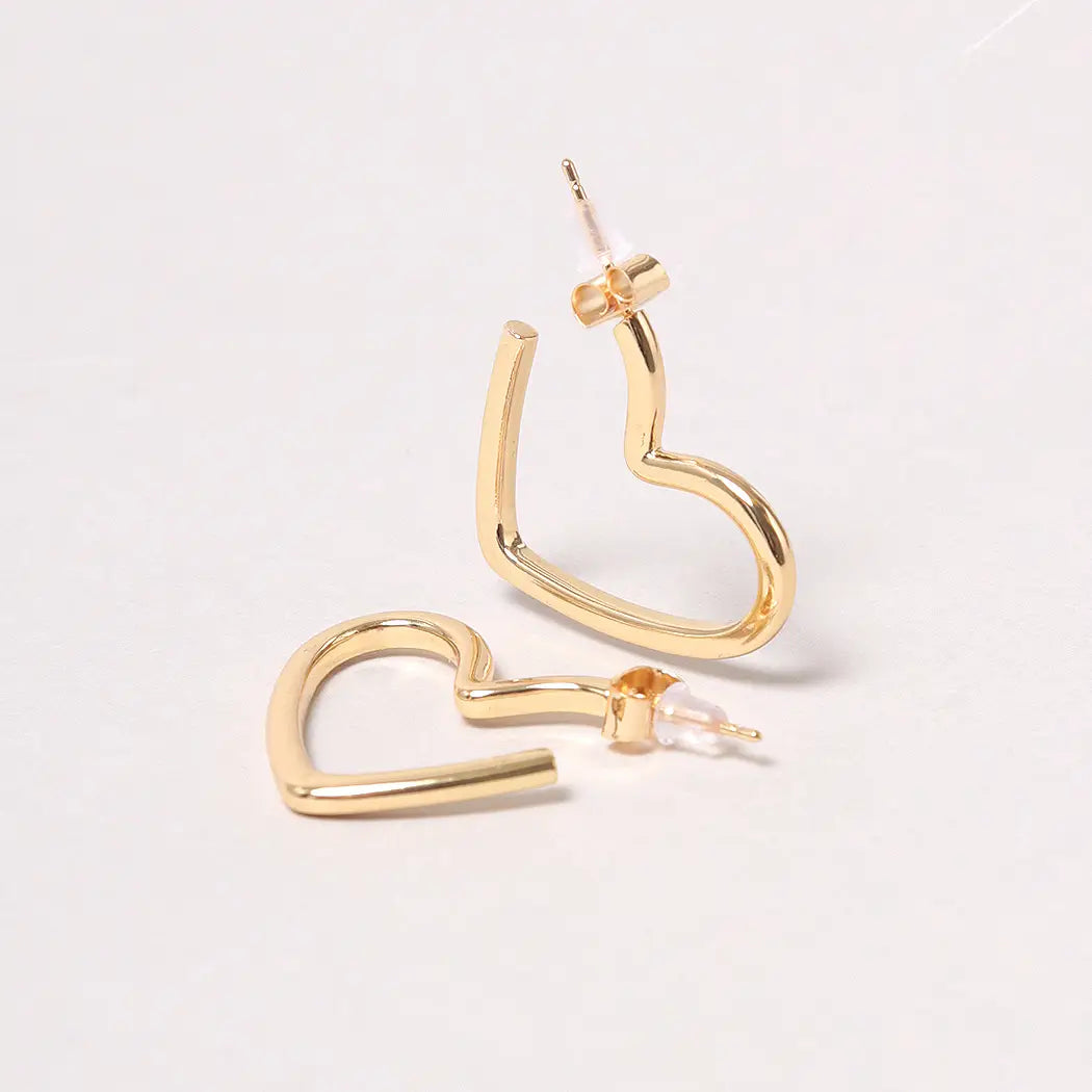 14K Gold-Dipped Heart Hoop Earring