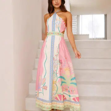 Long Halter Open Waist Dress