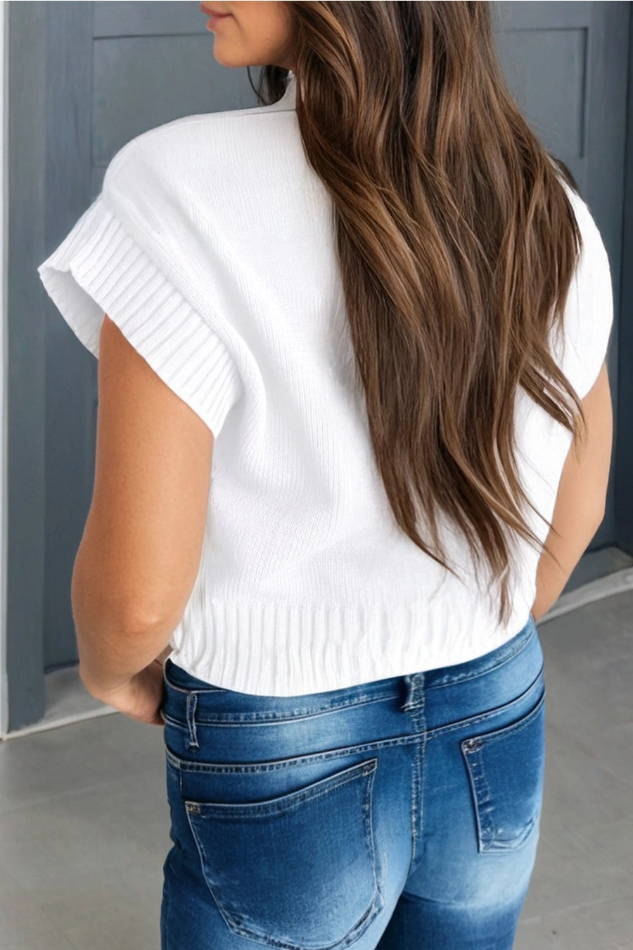 Las Heart Graphic Cropped Sweater