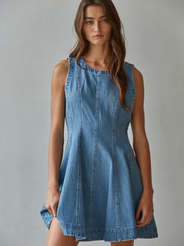Denim Sleeveless Mini-Dress