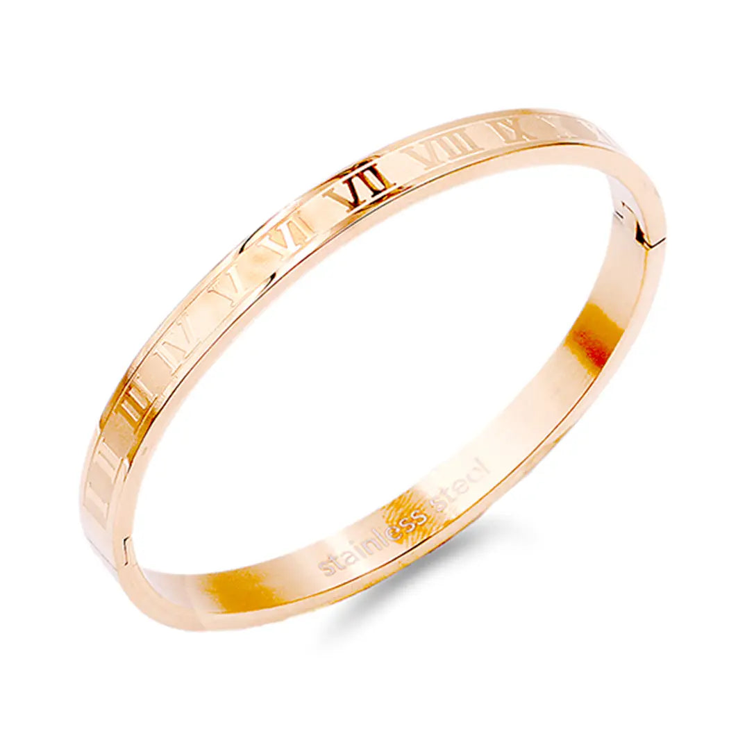Roman Numeral Engraved Bangle Bracelet