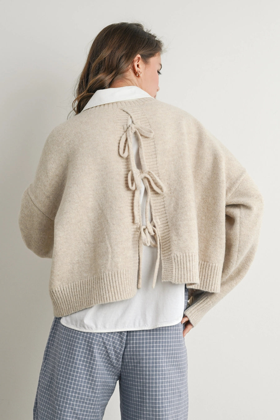 Cropped Tie-Back Sweater