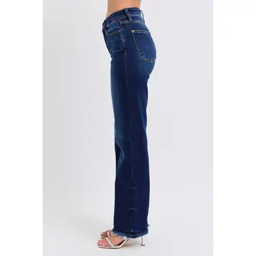 Judy Blue Mid Rise Straight Leg with Fray Hem