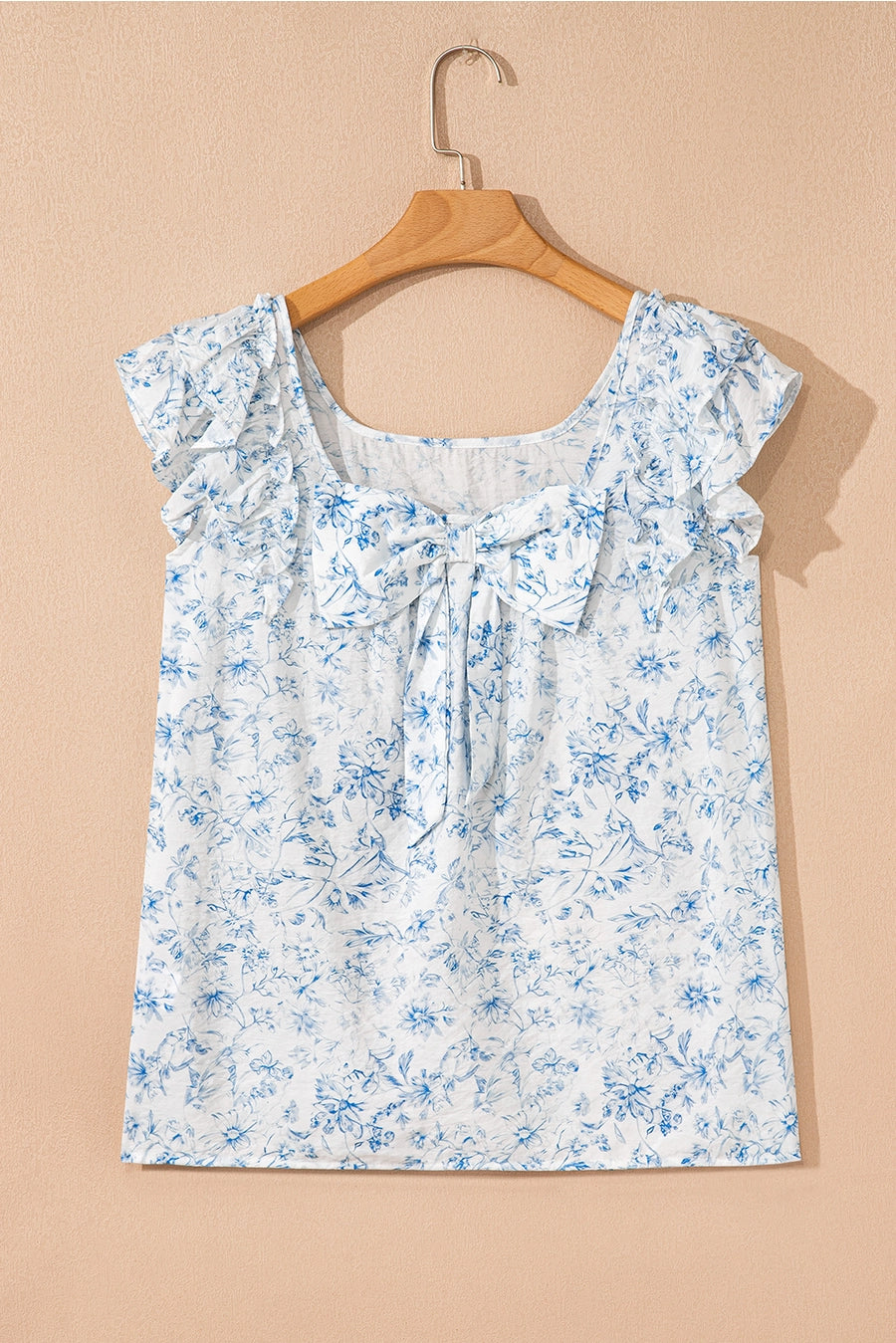 Floral Ruffle Bow-Back Blouse