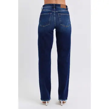 Judy Blue Mid Rise Straight Leg with Fray Hem