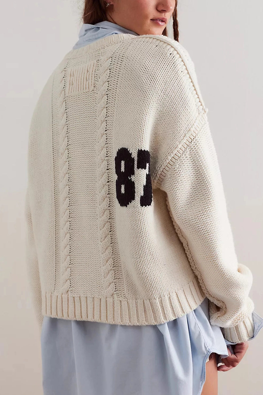 Cropped 87 Cable-Knit Sweater