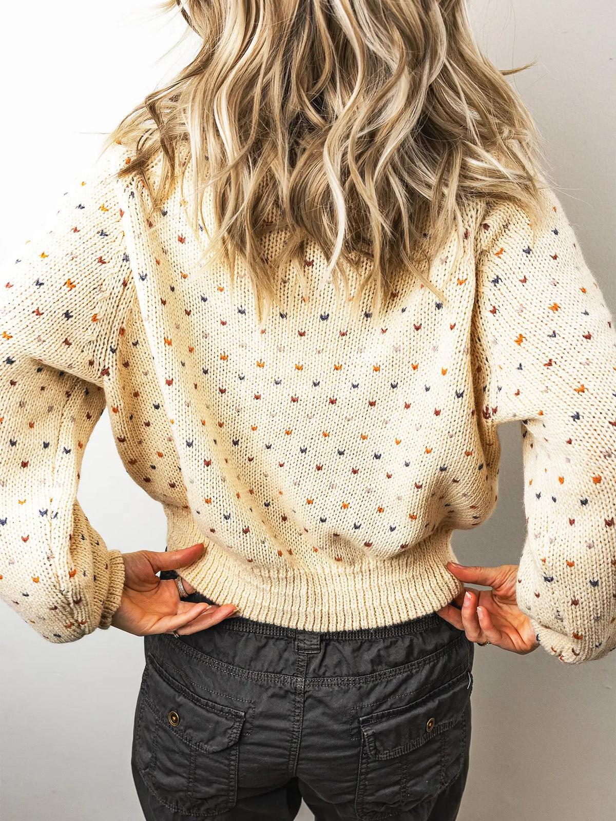 Geometric Print Front Button Cardigan
