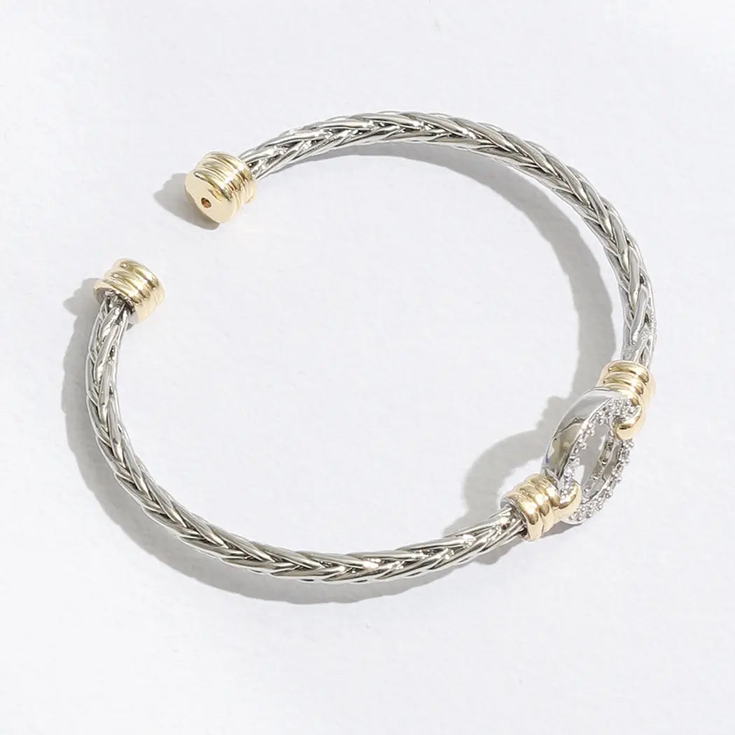 Braided Bangle CZ Cuff Bracelet