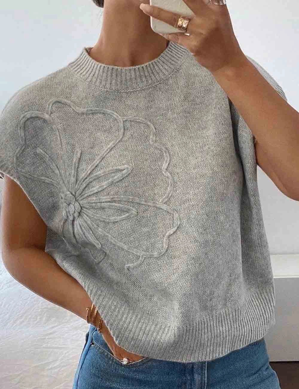 Floral Jacquard Knit Vest