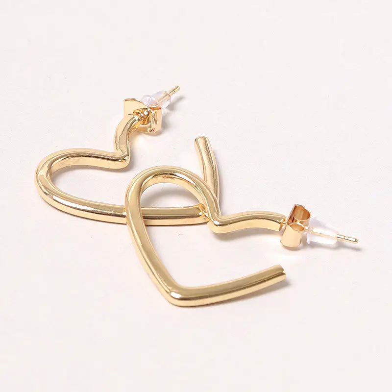 14K Gold-Dipped Heart Hoop Earring