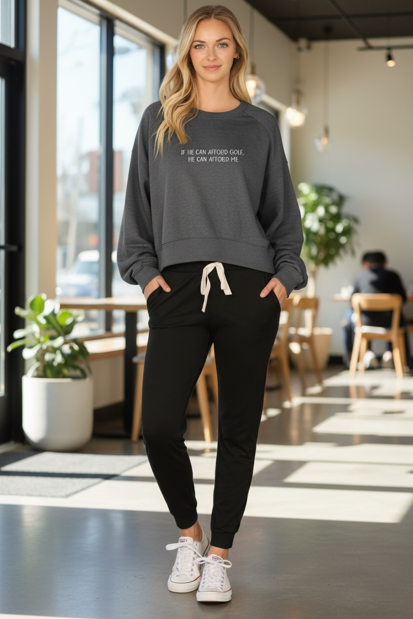 “If he can afford golf, he can afford me” Cropped Sweatshirt