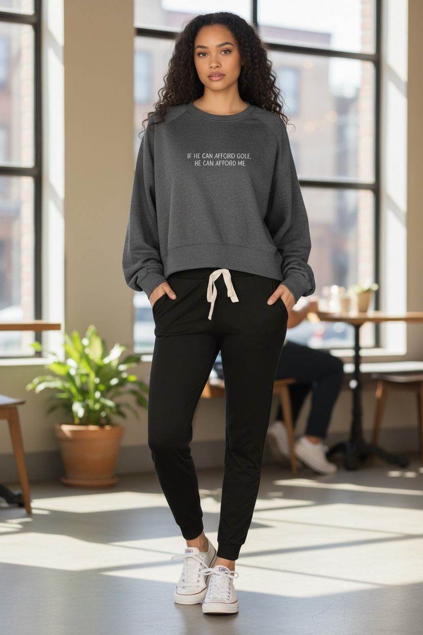 “If he can afford golf, he can afford me” Cropped Sweatshirt