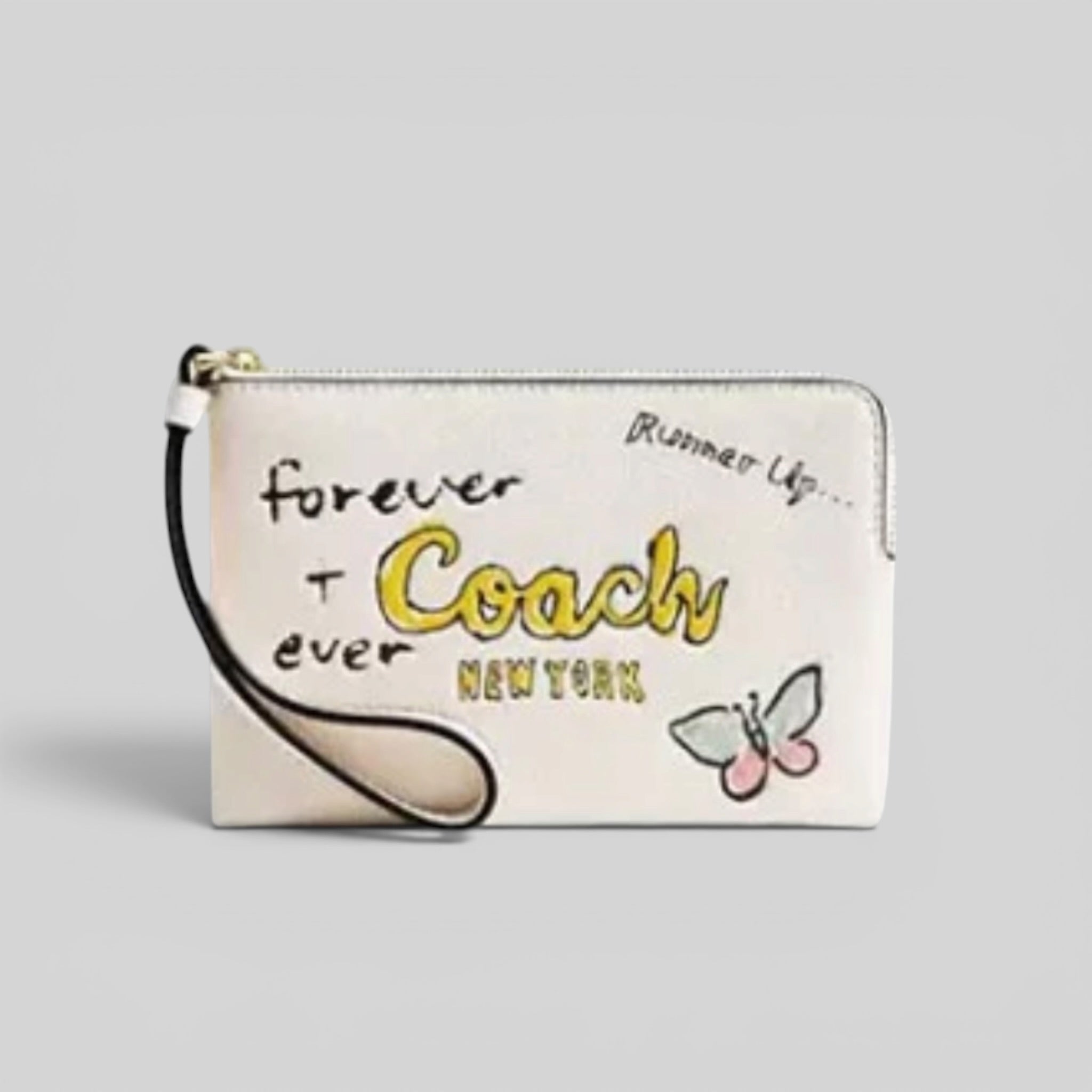 Sketch Print Corner Zip Wristlet
