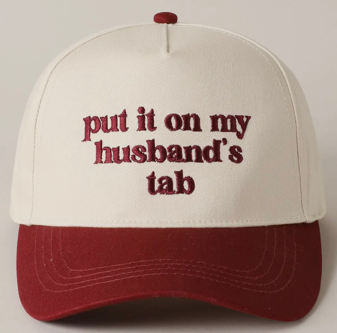 'put it on my husband's tab' Embroidery Canvas Cap