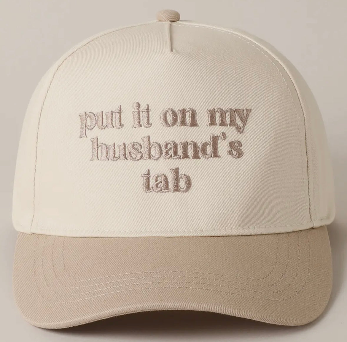 'put it on my husband's tab' Embroidery Canvas Cap