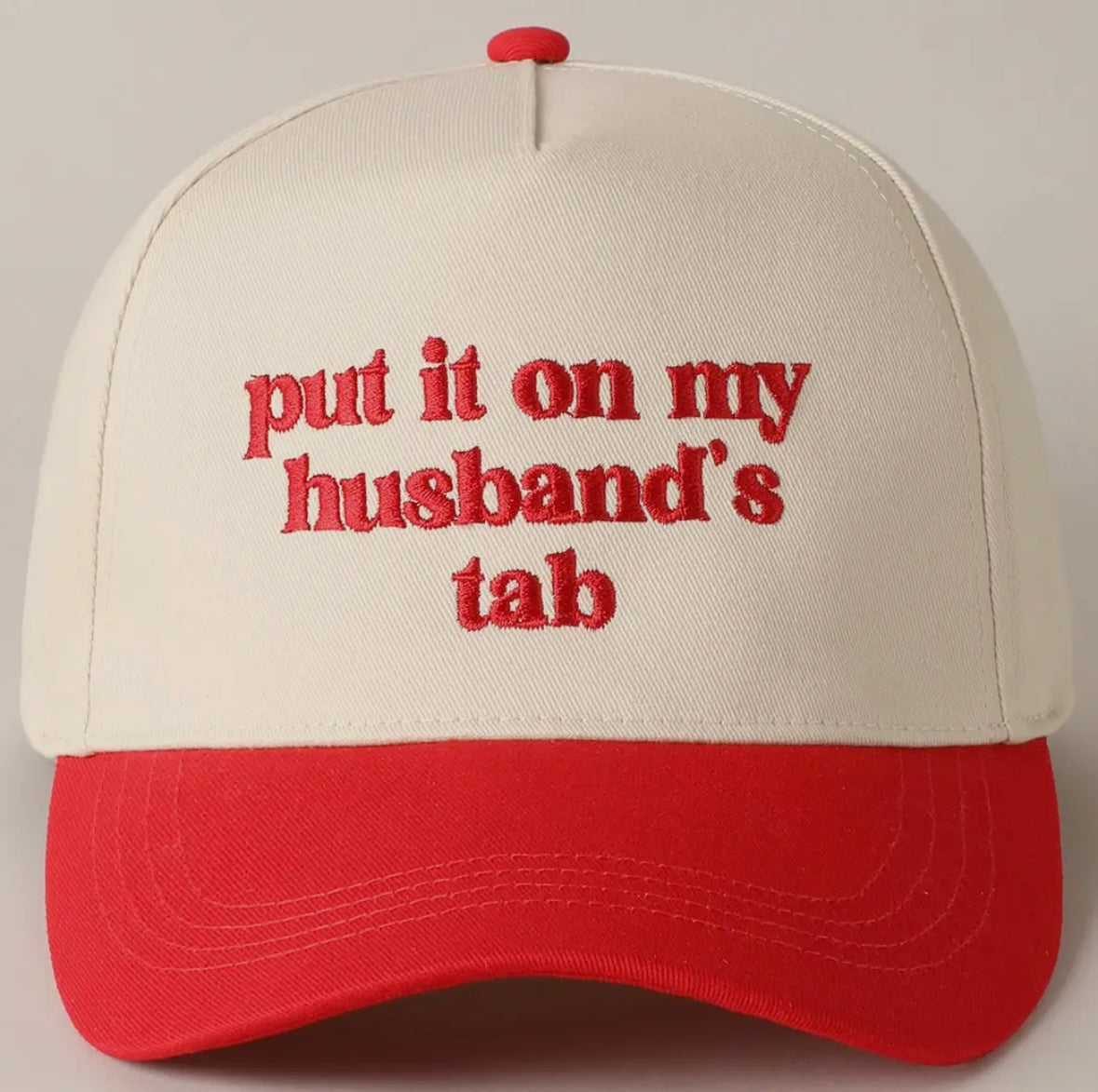 'put it on my husband's tab' Embroidery Canvas Cap