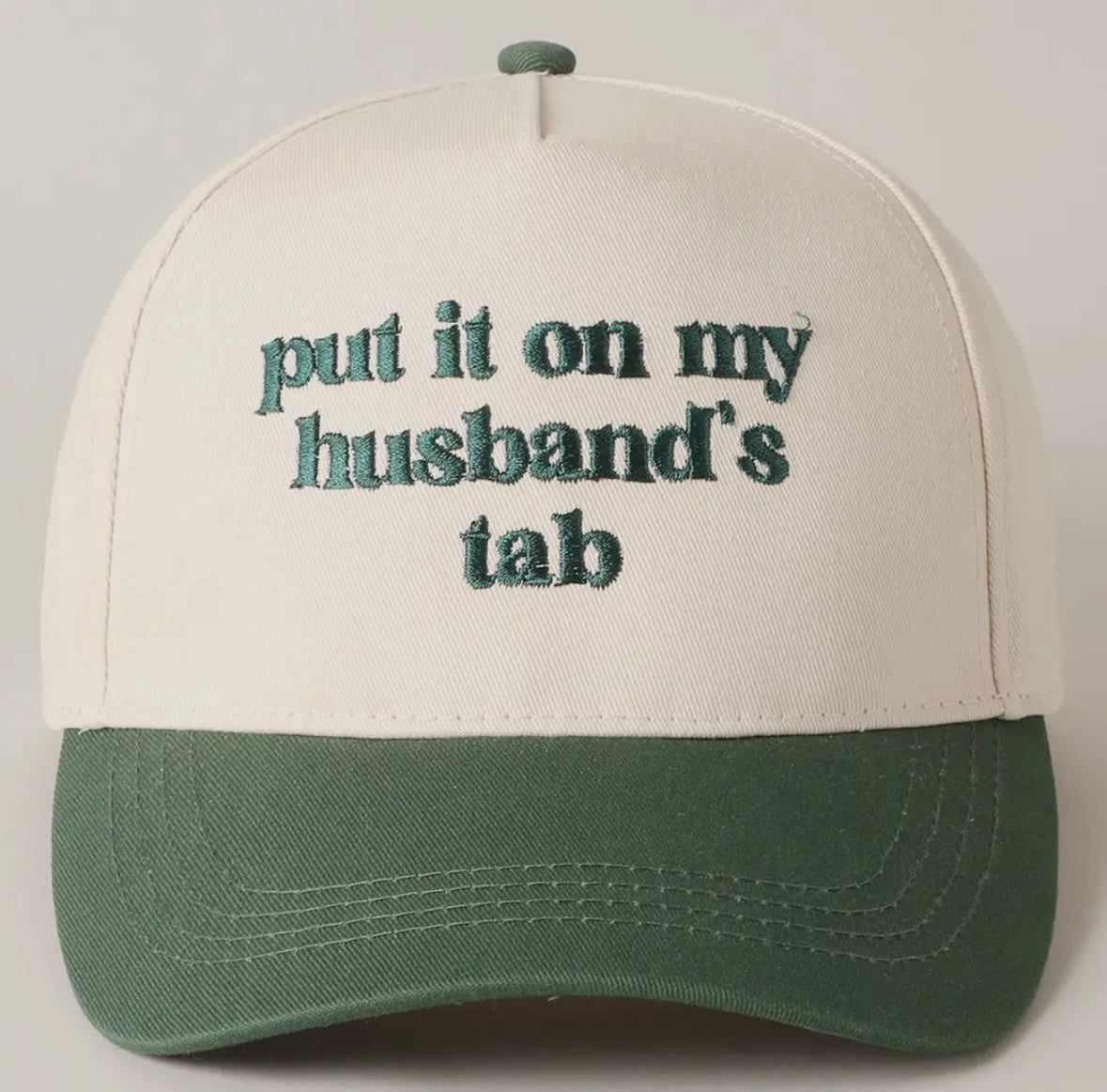 'put it on my husband's tab' Embroidery Canvas Cap