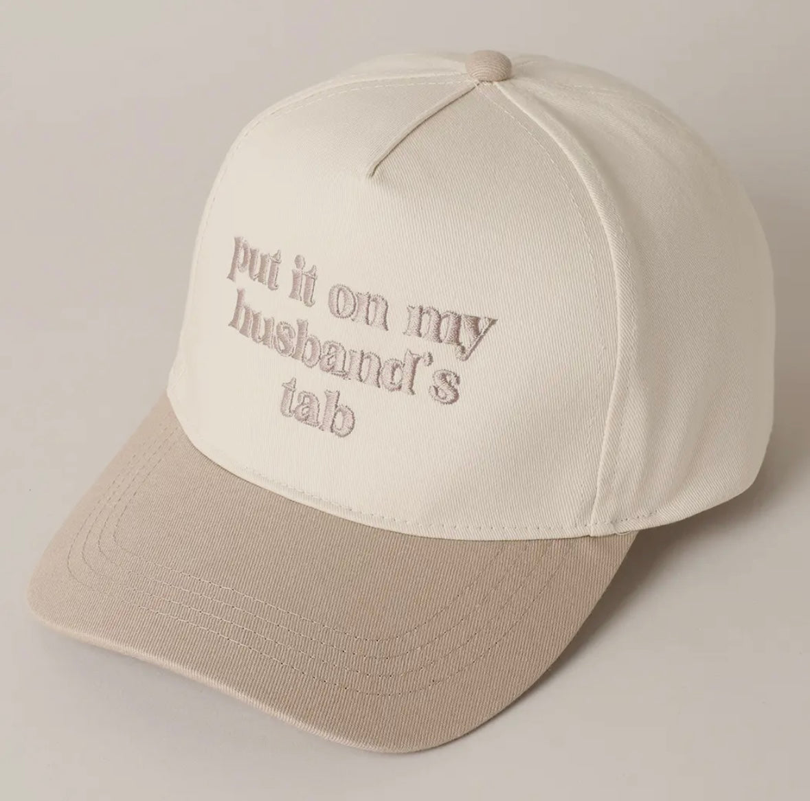 'put it on my husband's tab' Embroidery Canvas Cap