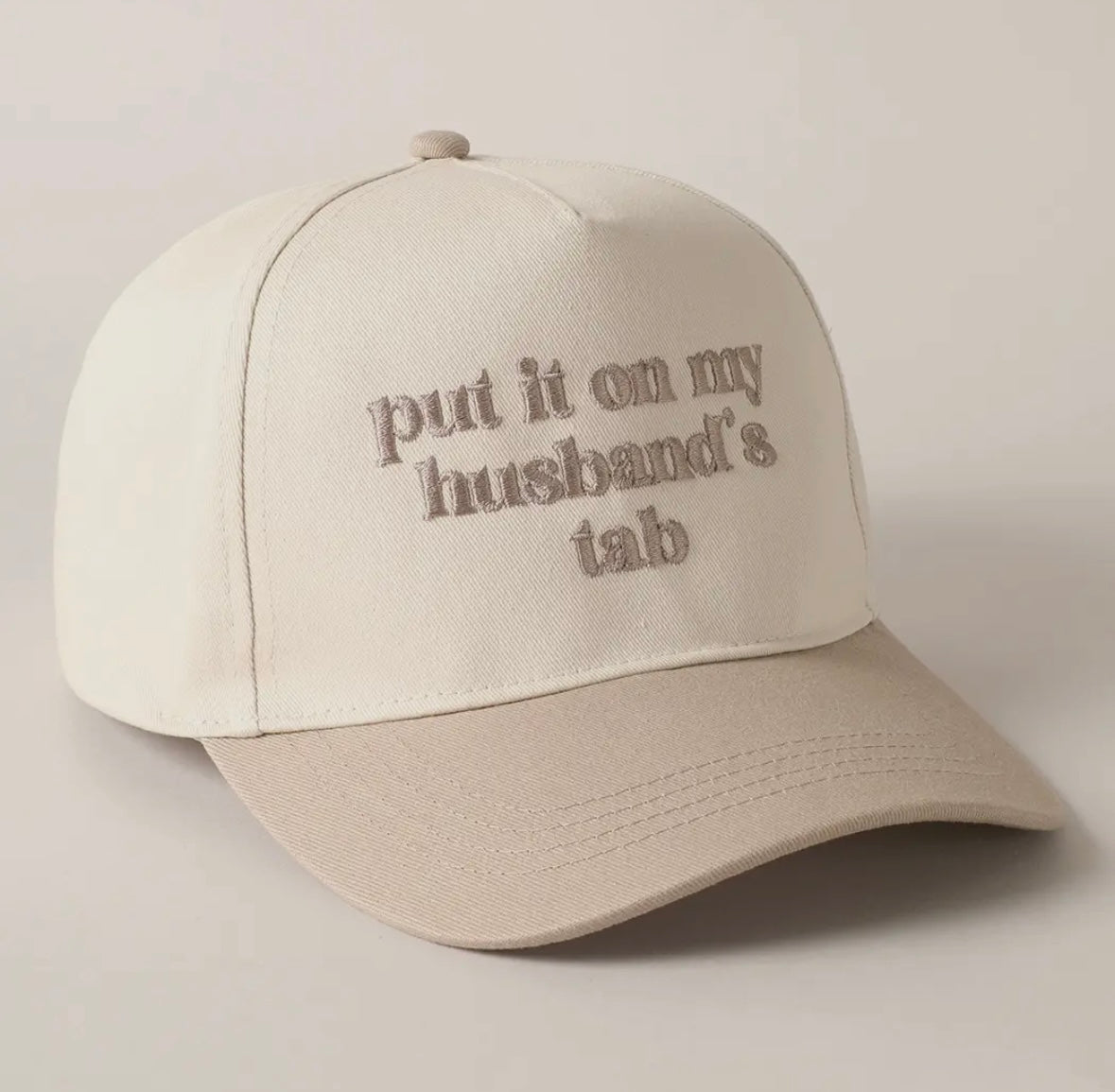 'put it on my husband's tab' Embroidery Canvas Cap