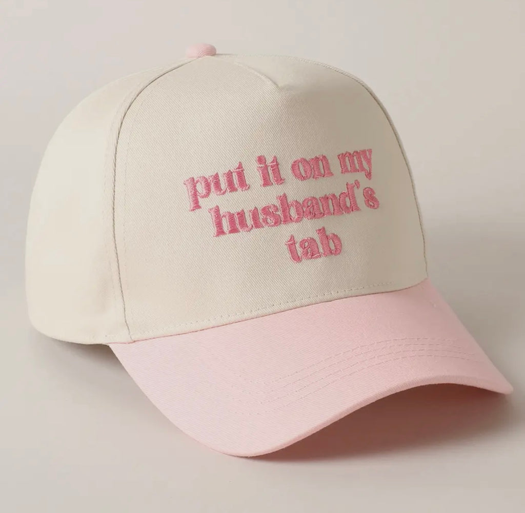 'put it on my husband's tab' Embroidery Canvas Cap
