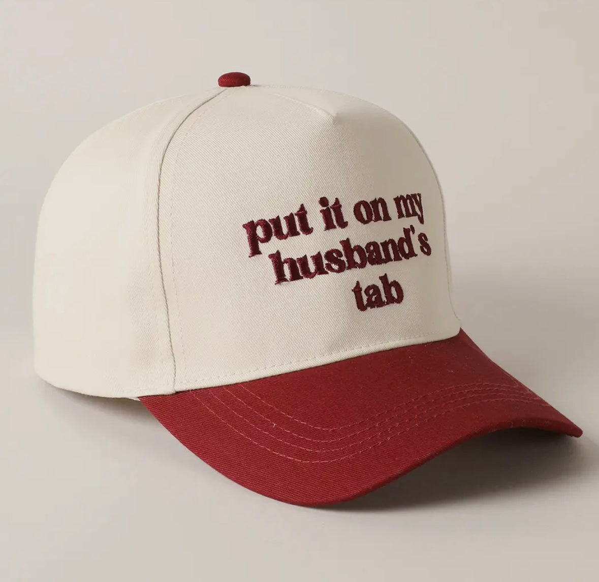 'put it on my husband's tab' Embroidery Canvas Cap