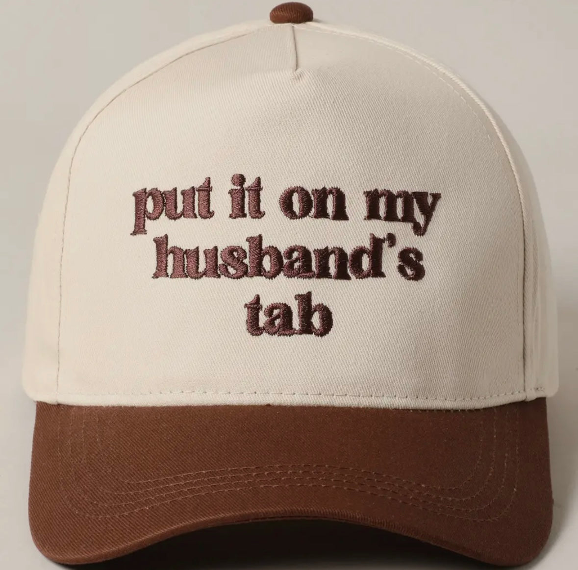 'put it on my husband's tab' Embroidery Canvas Cap