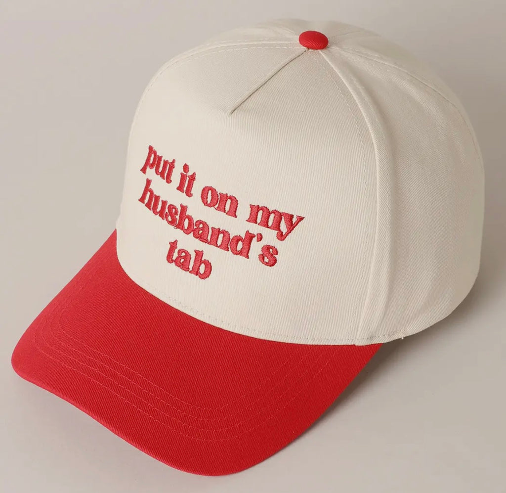 'put it on my husband's tab' Embroidery Canvas Cap