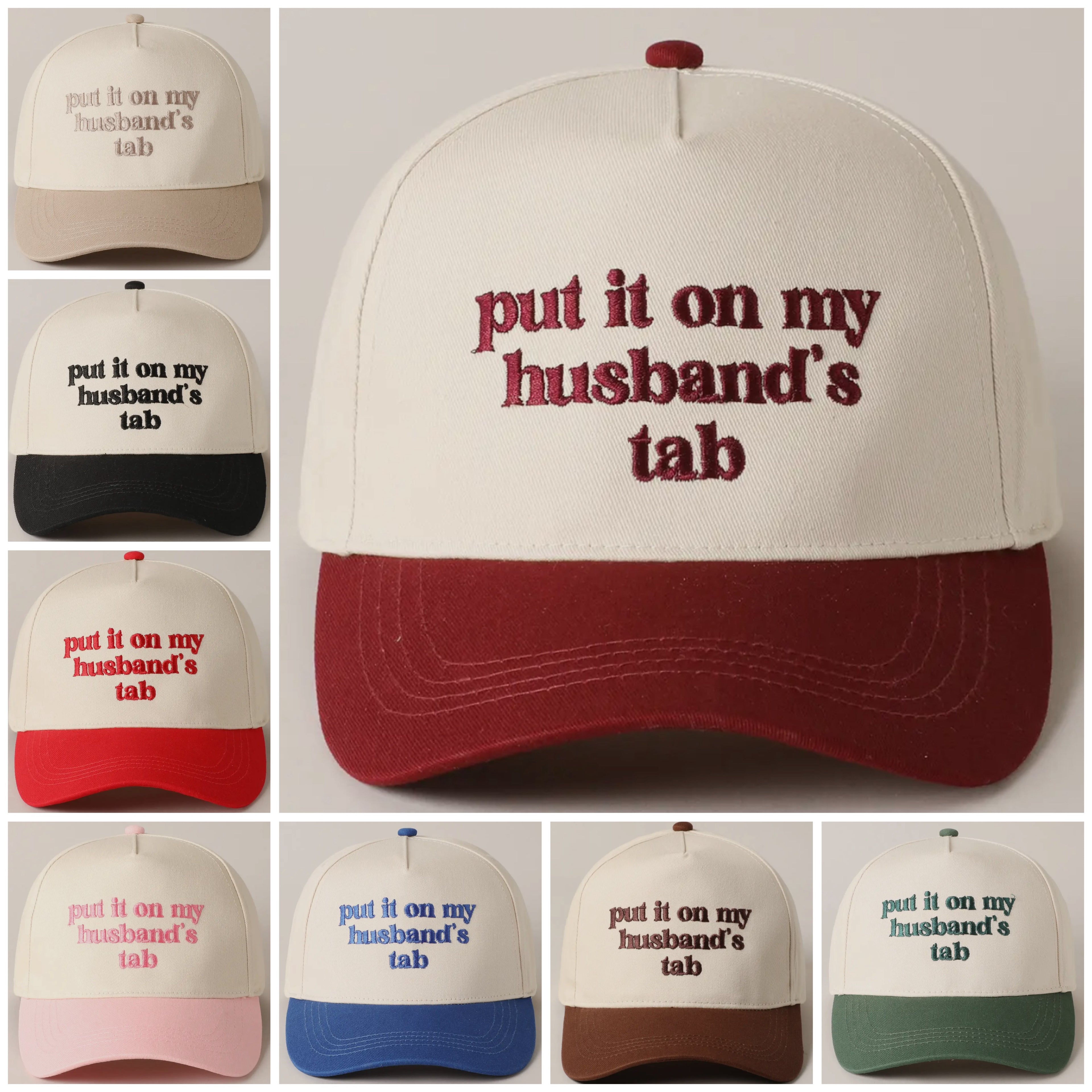 'put it on my husband's tab' Embroidery Canvas Cap