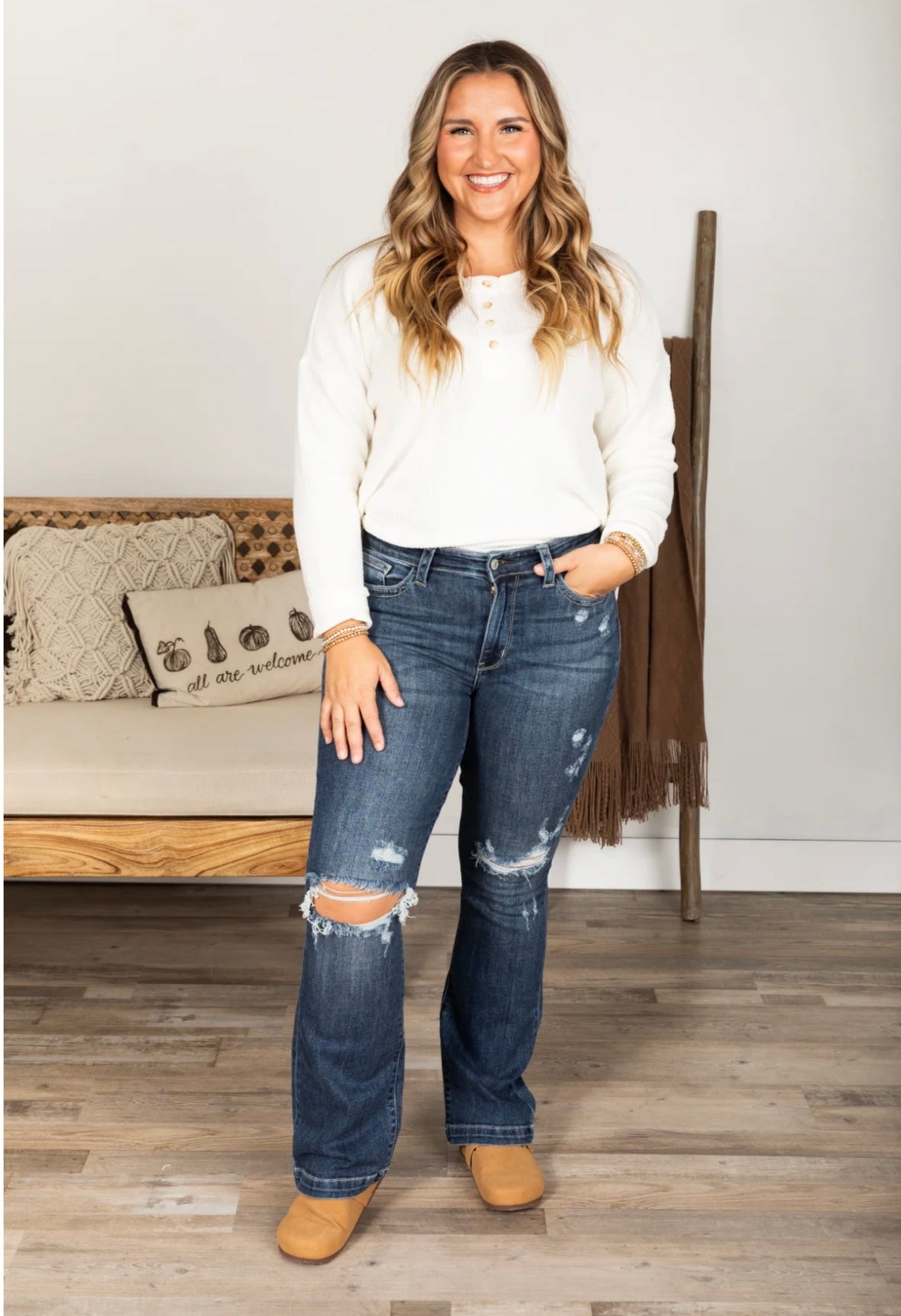 Judy Blue Mid Rise Hand Sand & Destroy Bootcut