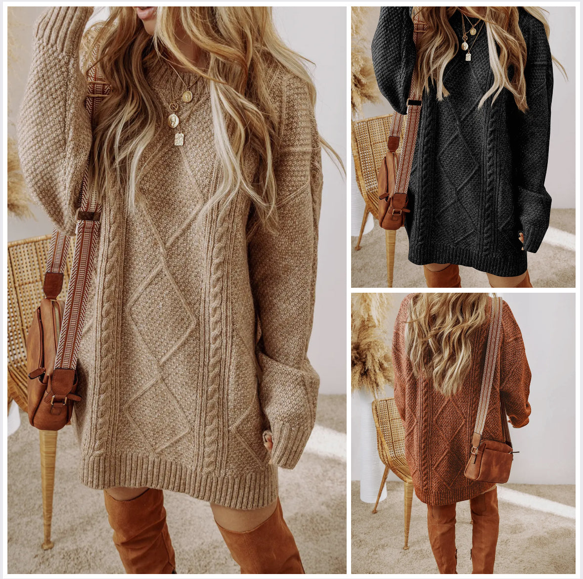 Cable Knit Sweater Dress