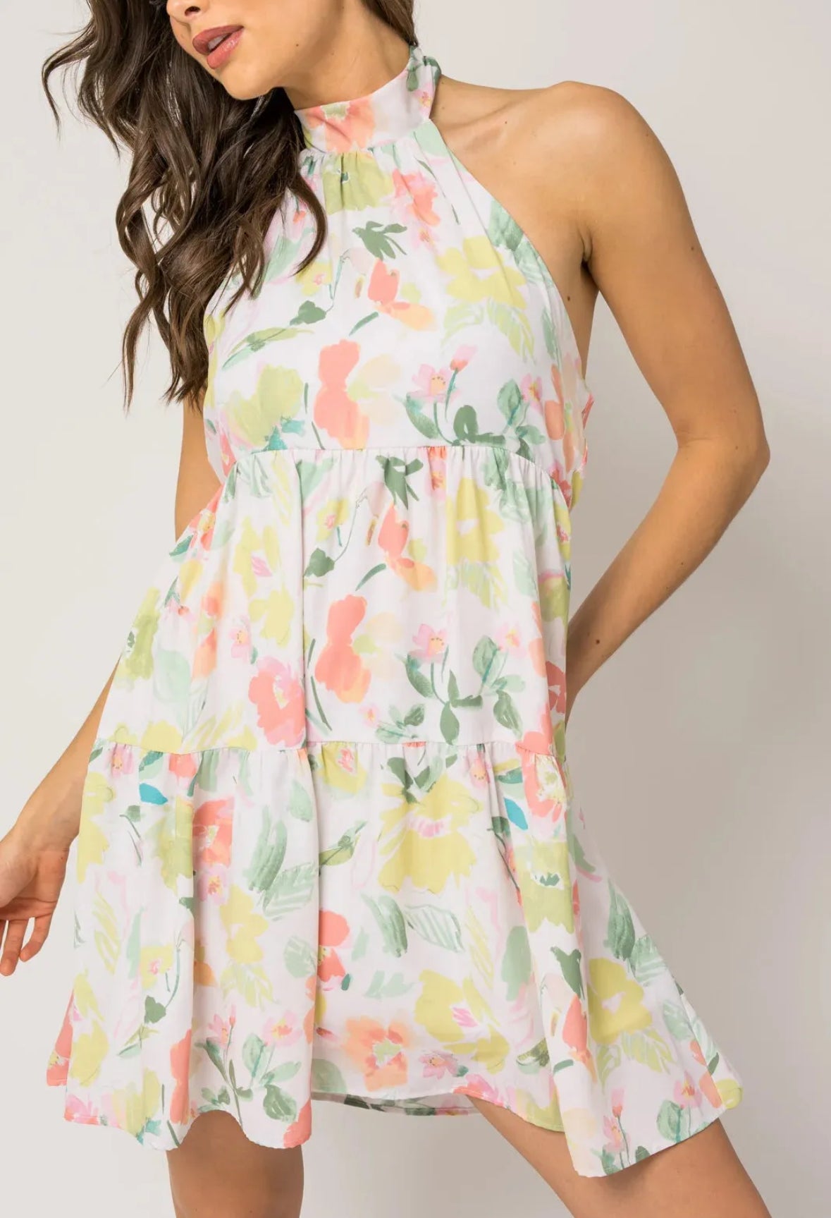 Floral Boho Halter Dress