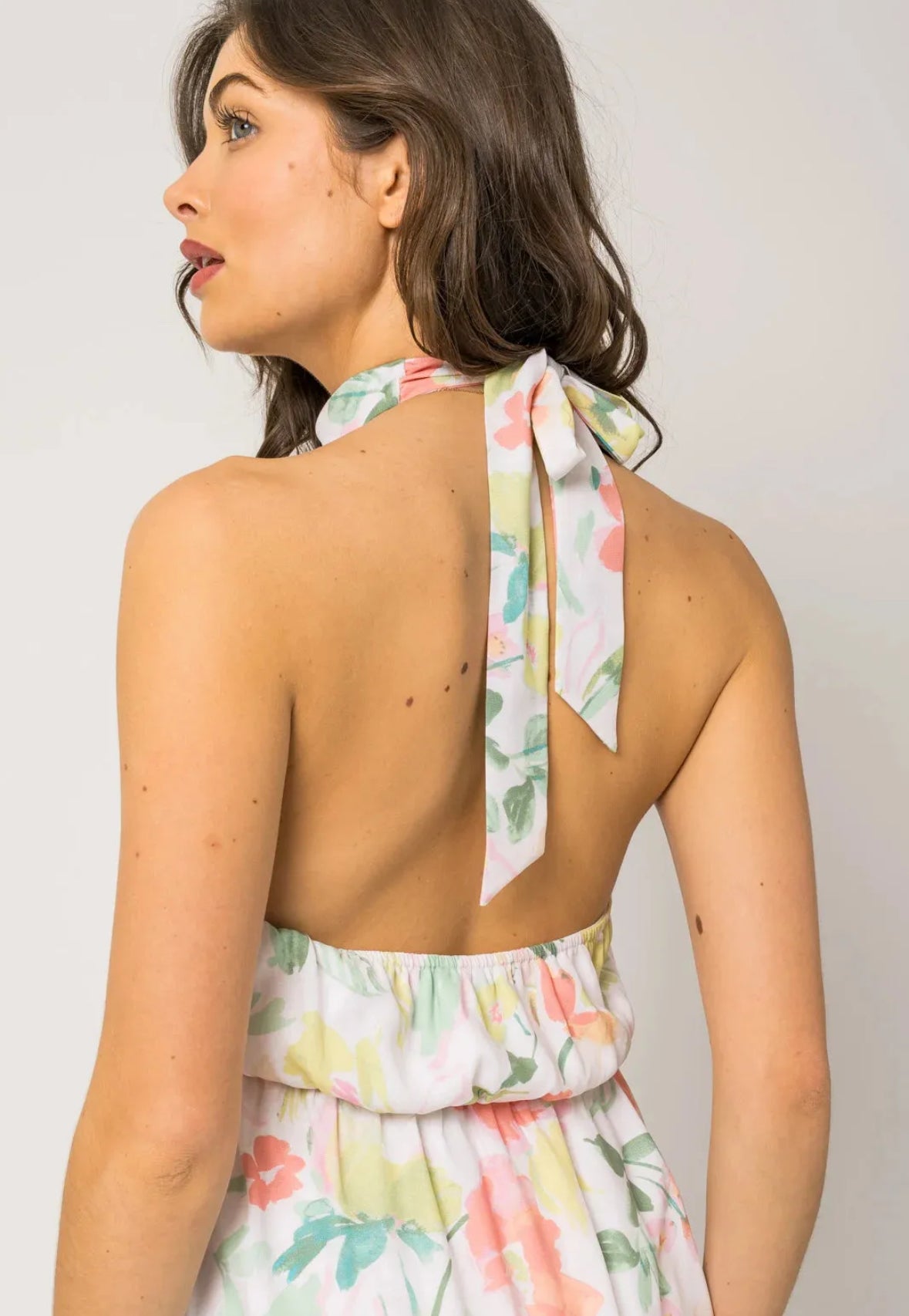Floral Boho Halter Dress