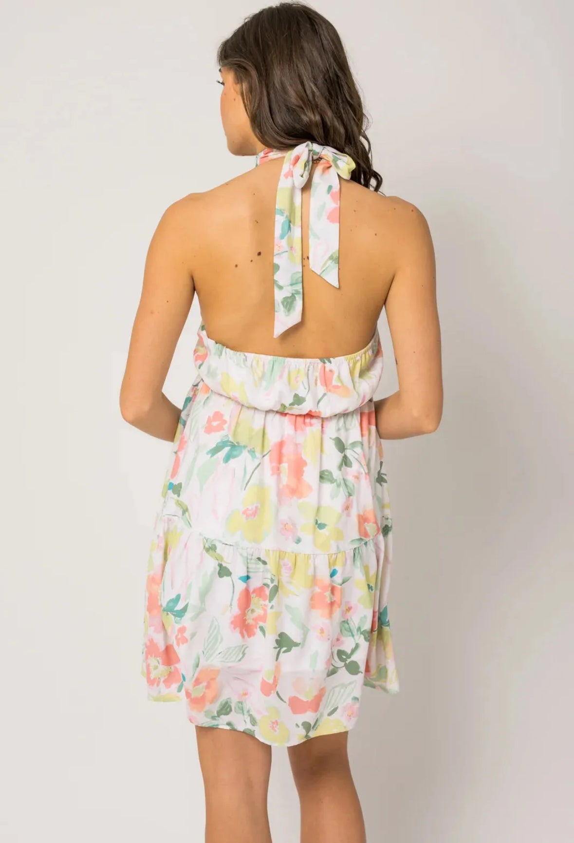 Floral Boho Halter Dress