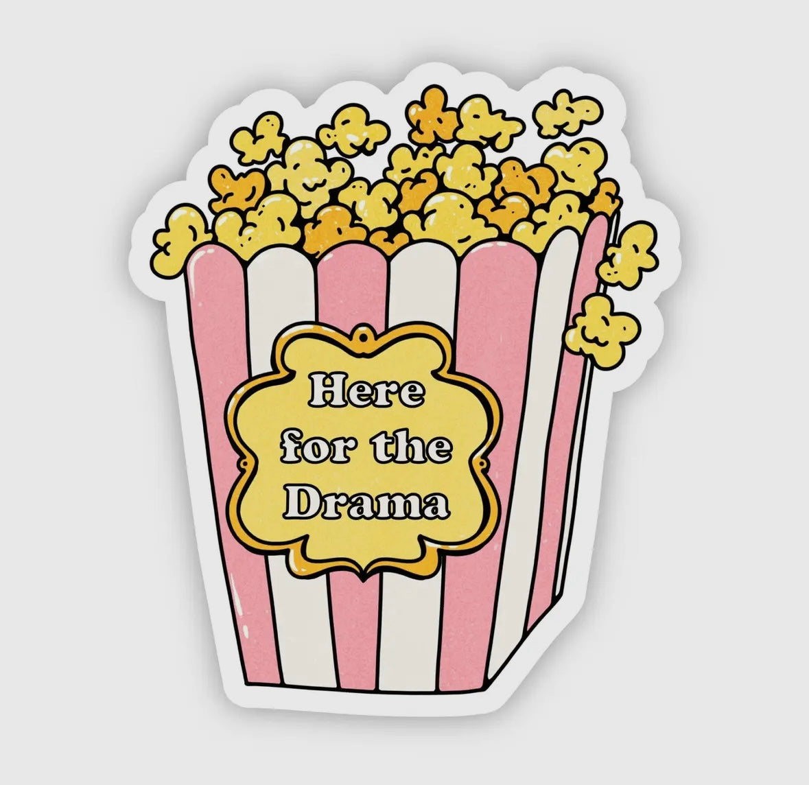 "Here For the Drama" Popcorn Vinyl Sticker