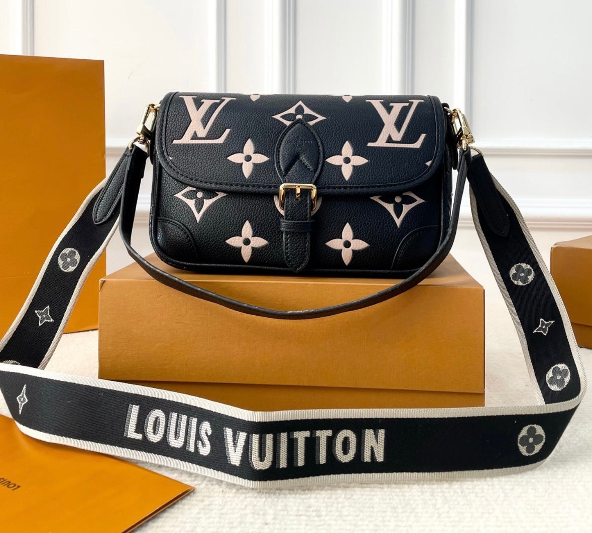 Monogram Embossed Messenger Bag