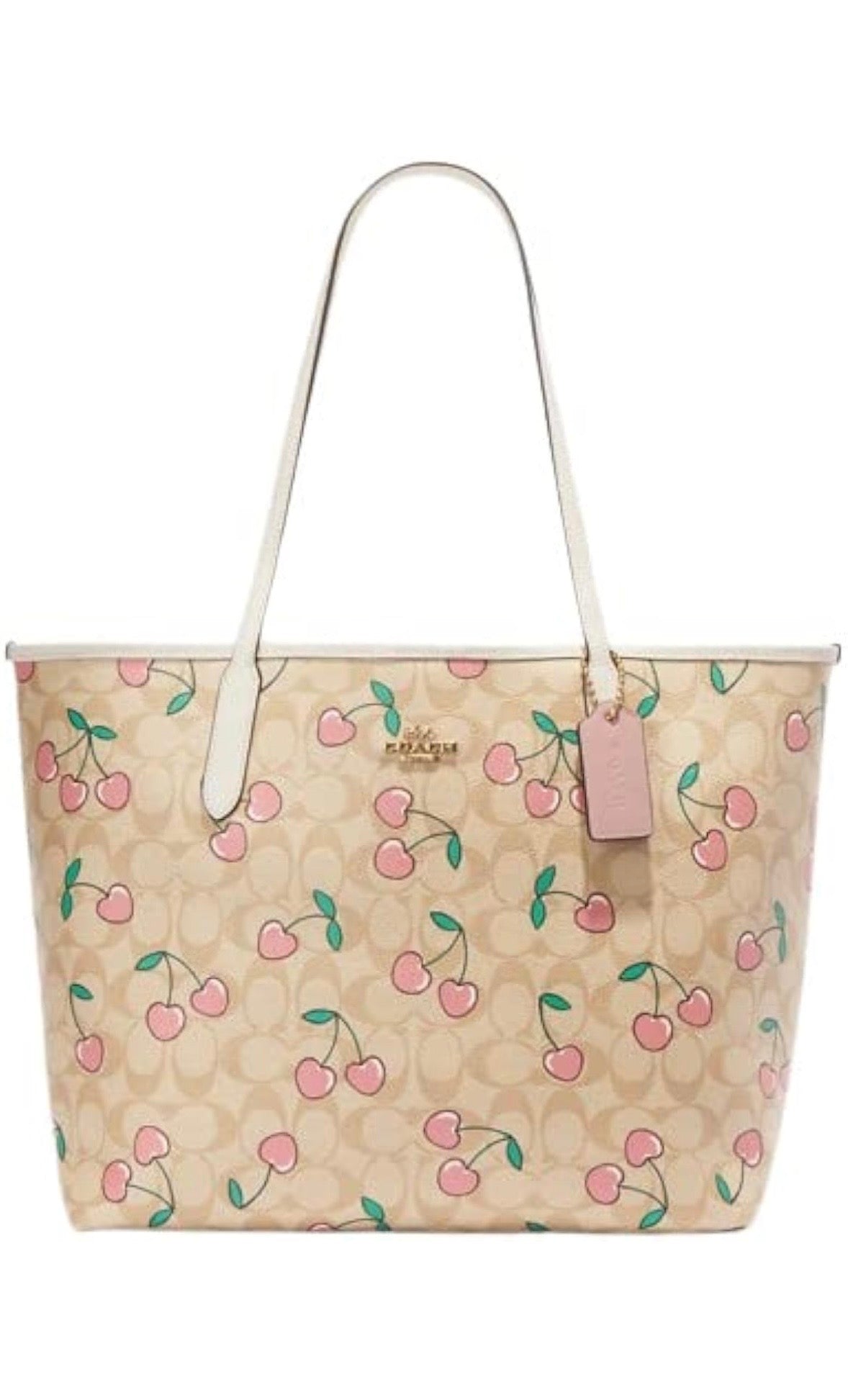 City Tote with Heart Cherry Print