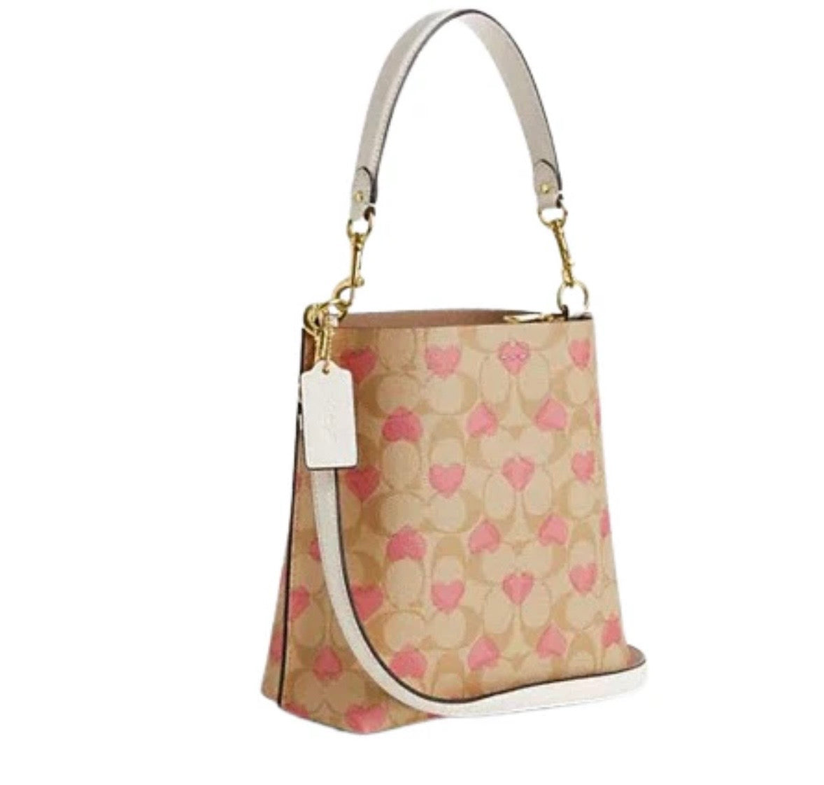 Mollie Bucket Bag in Signature Canvas with Heart Print