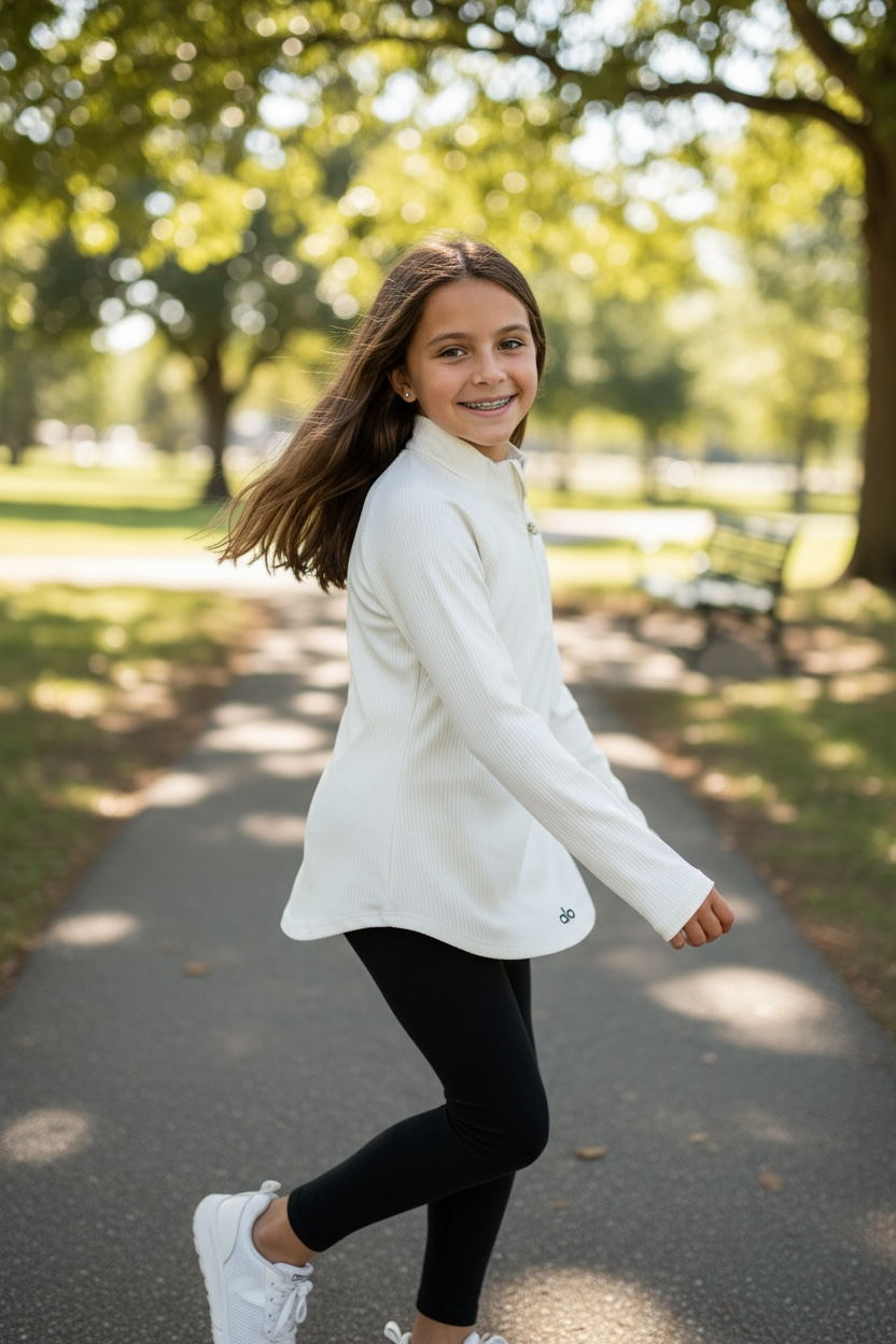 Girls Quarter Zip Athletic Top